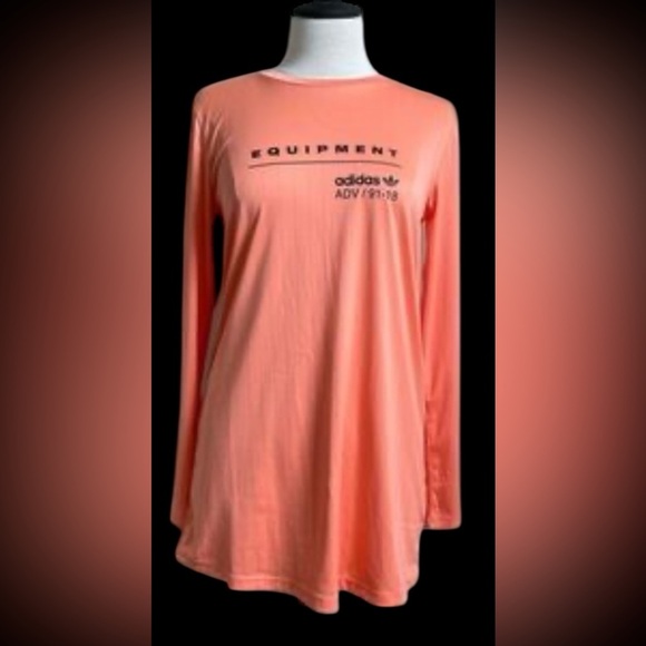 adidas Dresses & Skirts - Adidas Orange Long Sleeve Athletic Shirt Dress